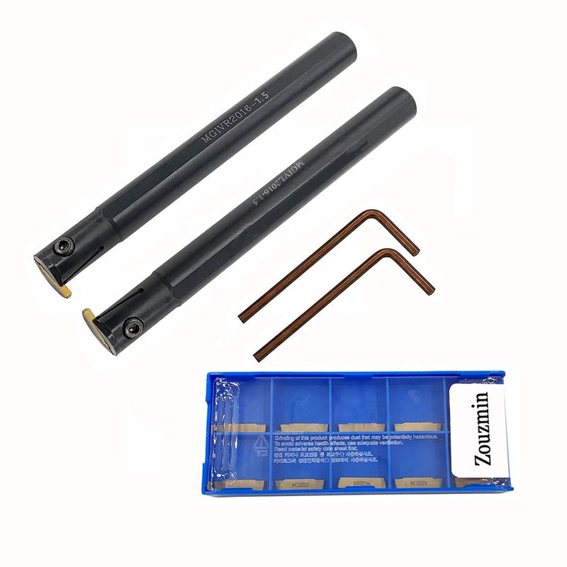 5/8 ", 3/8" MGEHR/L MGIVR/L Lathe Grooving Cut-Off Parting Tool Holder with MGMN150/200 Carbide Grooving Inserts for Steel (2pcs 5/8 Grooving Holders with 10pcs mgmn150 Inserts) 2pcs 5/8 grooving holders with 10pcs mgmn150 inserts - NewNest Australia
