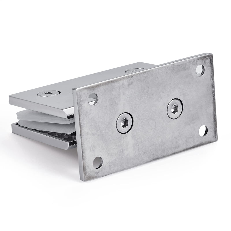 Ranbo 90 Degree Shower Glass Door Hinge, Polished Chrome, 1 Pack | solid 5mm-thick 304 stainless steel, wall to glass mount, for 5/16"-1/2" (8mm-12mm) thick frameless doors