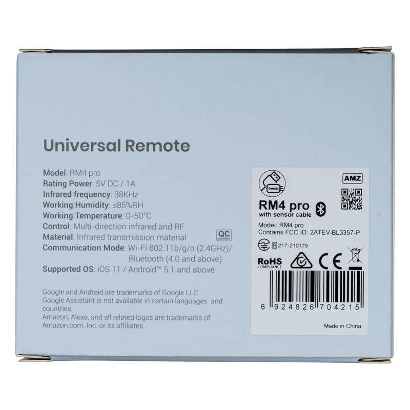 Broadlink RM4 pro Smart IR/RF Remote Control Hub with Sensor Cable(2.4GHz Wi-Fi Only)-WiFi IR/RF Blaster for Home Automation, TV, Curtain, Shades Remote, Works with Alexa, Google Assistant, IFTTT RM4 pro+Sensor Cable
