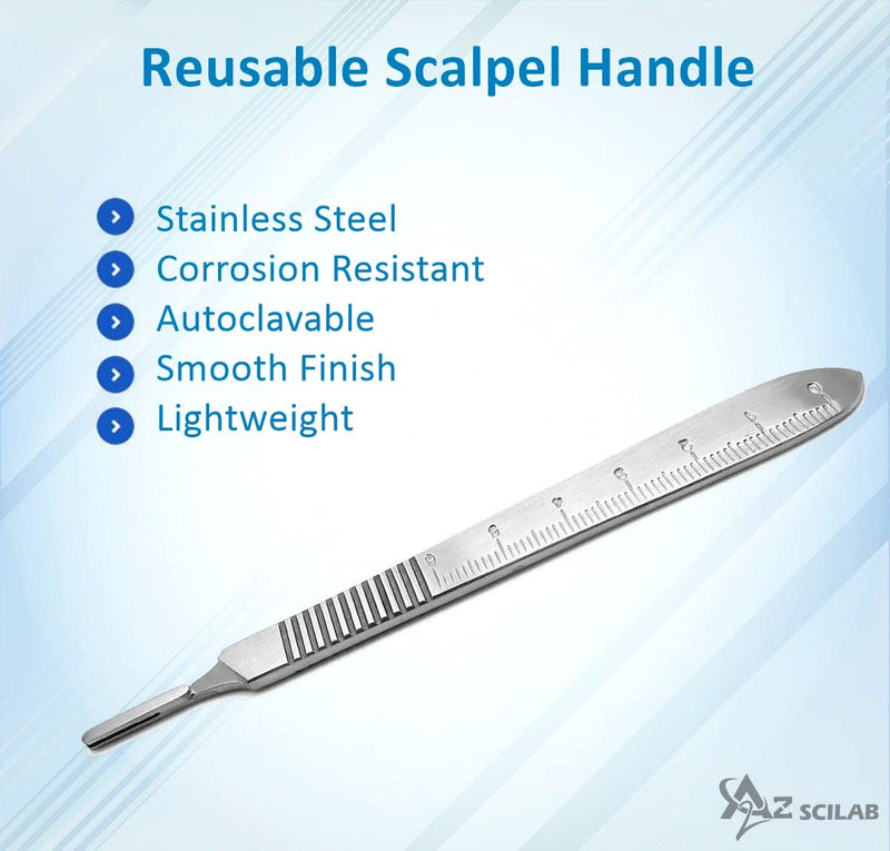 Premium Quality Scalpel Handle #3, Stainless Steel (Fits Size 9-16 Scalpel Blades)