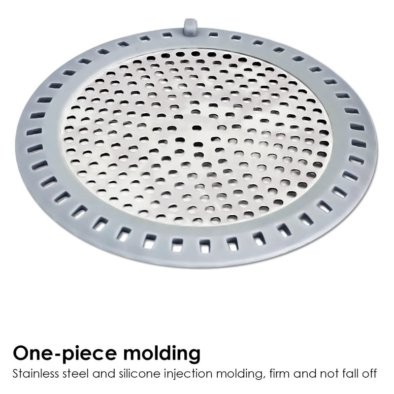 2PCS Shower Drain Hair Catcher/Strainer/Cover/Filter/Trap, Bathtub Catcher, Stopper for Stall Drain/Bathroom Floor Drain, Stainless Steel and Silicone Shield Silver