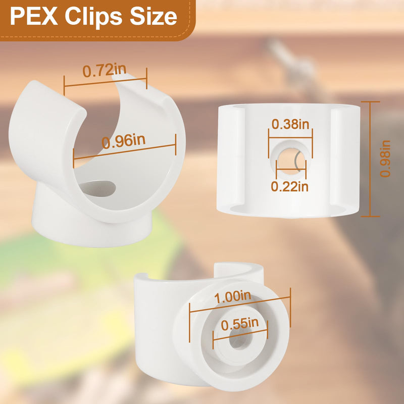 PEX Clips Pipe Clamp, 50Pcs 3/4 Inch Pipe Clamp For PVC Water Pipes & Tubing Hoses, Plastic U-Shaped Pipe Clamp Tools (White Pipe Clips)