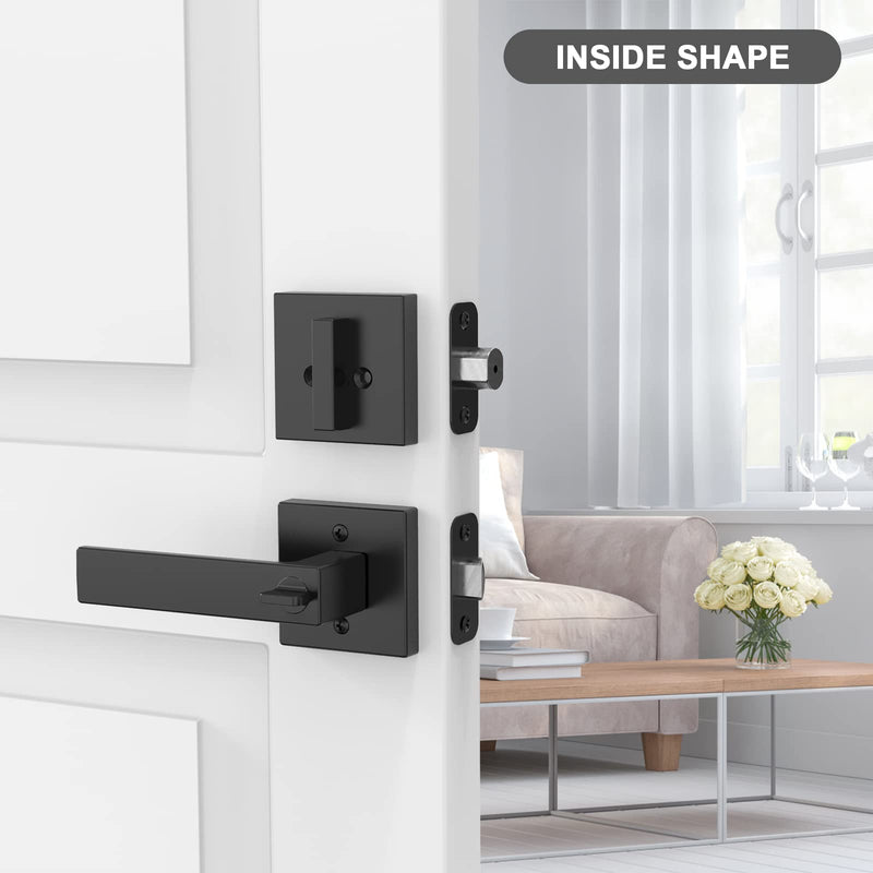 Deadbolt Lock and Door Knob Set,Exterior Door Lock Set, Entry Door Locksets for Front Door Handle with Single Cylinder Deadbolts, 1 Pack Matte Black.