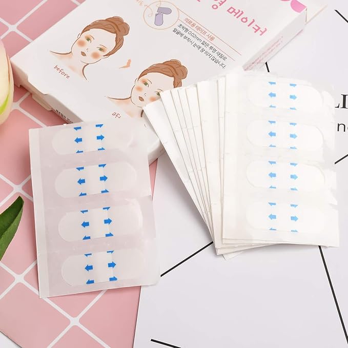 Small Face Tape, 40 Pieces, Face Lifting, Face Tape, Raising Sagging, Nasolabial Lines, Correcting Faces, Ultra Thin, Transparent, Inconspicuous, Frosted, Orthopedic Tape, Cosplay, Job Hunting, Dating, Parties, Photo Sessions - NewNest Australia