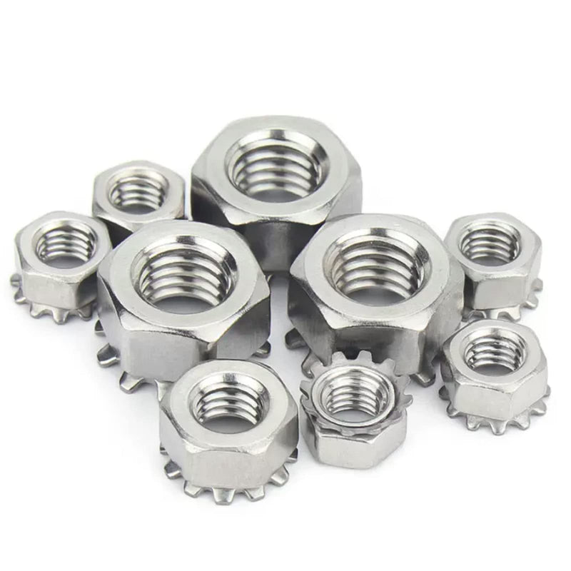 #10-32 Keps Lock Nut Stainless Steel, K-Lock Keps Nuts 304 Stainless Steel 18-8 Lock Nuts, Pack of 50 10-32