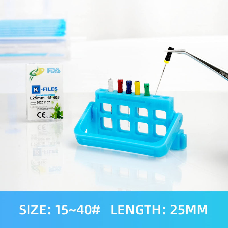 Annhua K-Files Stainless Steel Tips Root Canal Files Dental Endodontics Instrument for Removing Root Canal Wall & Dredging Root Canal (15~40# 25MM) MIX-15~40#