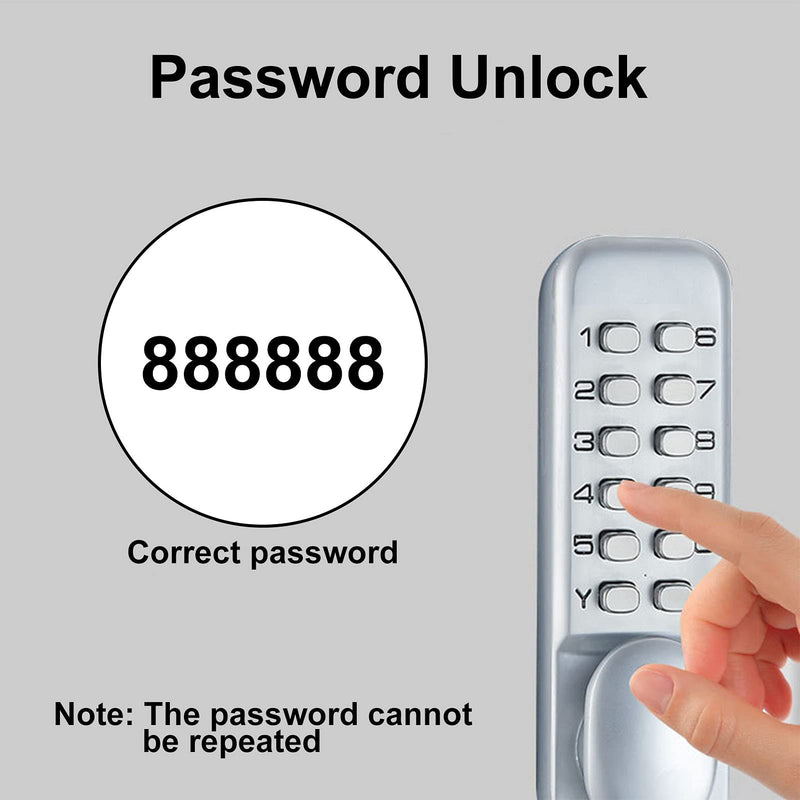 Coded Lock, Security Door Lock Keyless Entry Mechanical Lock Rust Proof Entry Door Lock for Bidirectional Gate Glass Door Wood Door Office Use