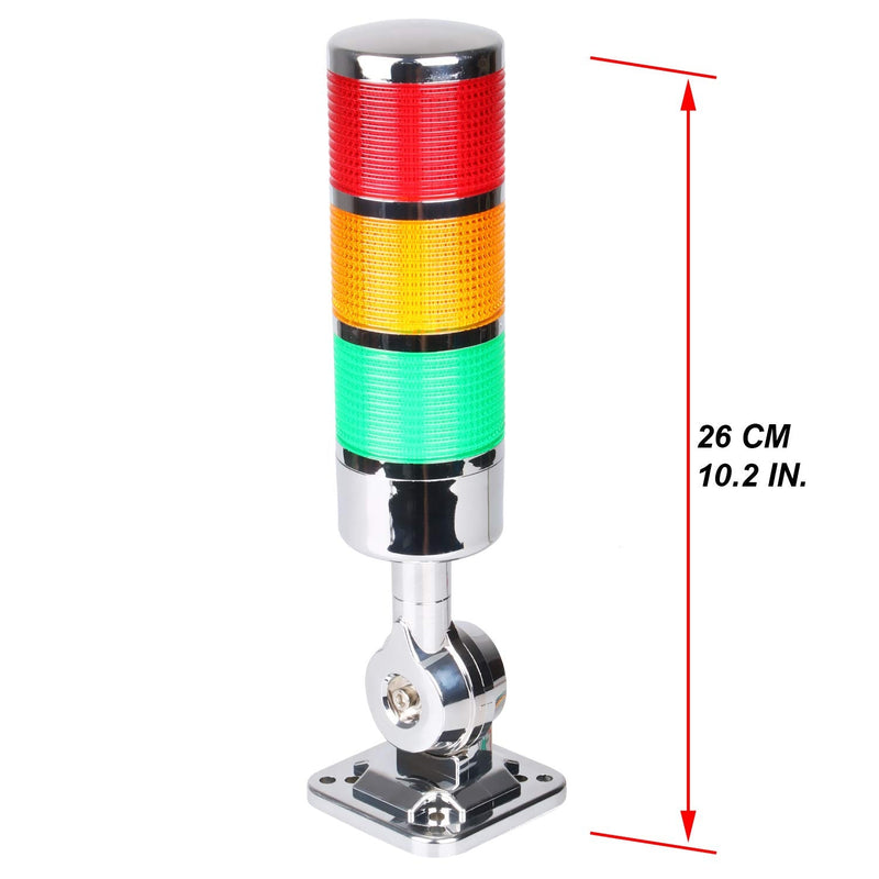 12-24V LED Stack Tower Lights, Industrial Warning Lights, Andon Lights, Column Signal Tower Indicator Lamp Beacon, Continuous/Flashing Light Switchable, 3 Layer (with Buzzer) DC 12 to 24V 3-Layers/with Buzzer
