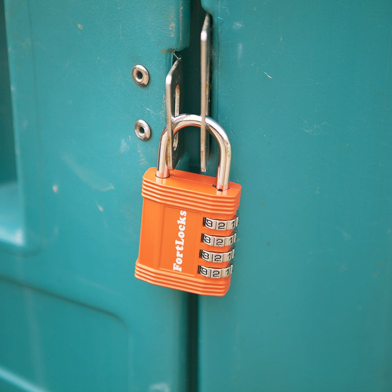 Padlock - 4 Digit Combination Lock for Gym Outdoor & School Locker, Fence, Case & Shed – Heavy Duty Resettable Set Your Own Combo – Waterproof & Weatherproof (1 Pack - Orange) 1 Pack - Orange