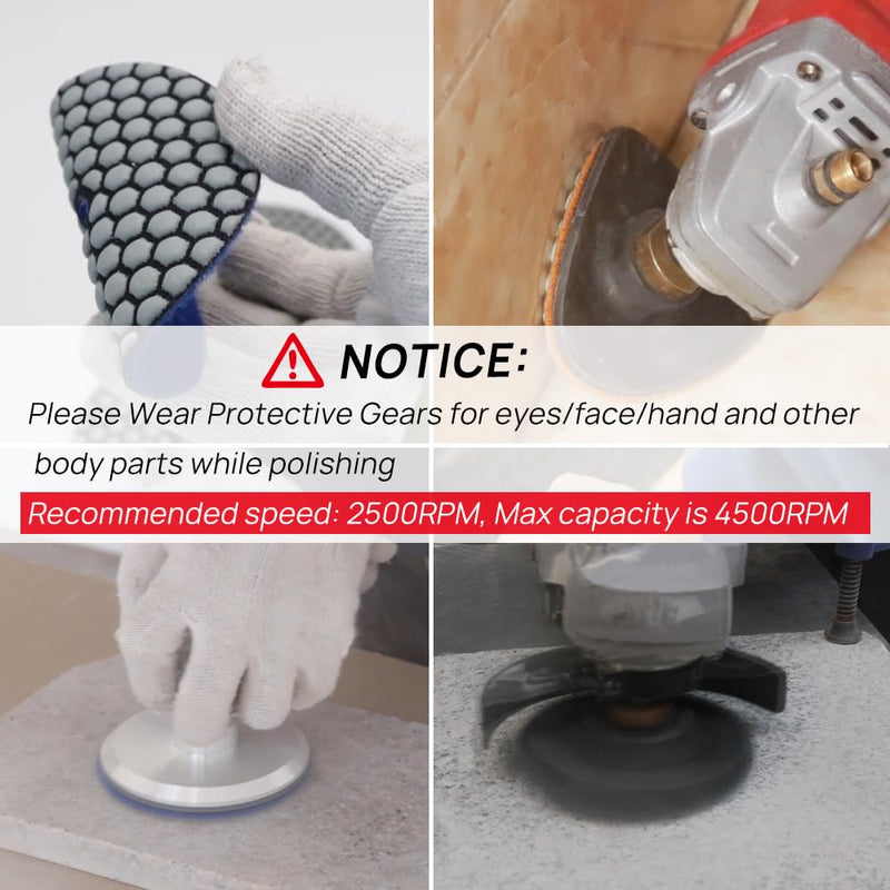DT-DIATOOL Dry Diamond Polishing Pads 4 Inch for Granite Marble Quartz Stone Countertop Tiles 8 Pieces Grits 100 Grit 100