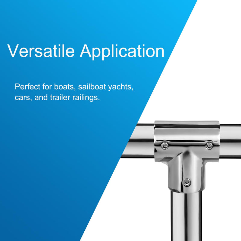 Boat Handrail Fitting 90 Degree Tee Rail for 7/8" Tubing, Heavy Duty, 316 Stainless Steel, Marine Boat Railing Tee Connector (2-Pack)