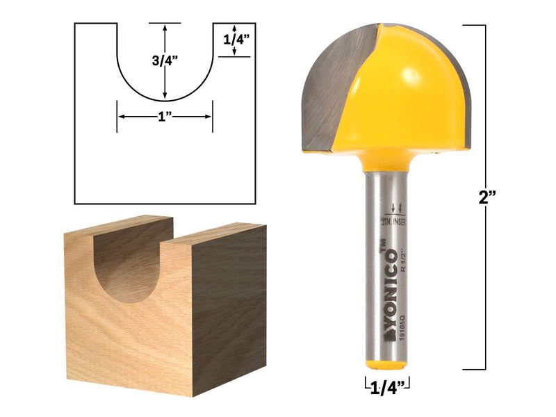 YONICO 19105q 1-Inch Diameter Core Box Router Bit 1/4-Inch Shank 1" Diameter - 3/4" Length - 1/4" Shank