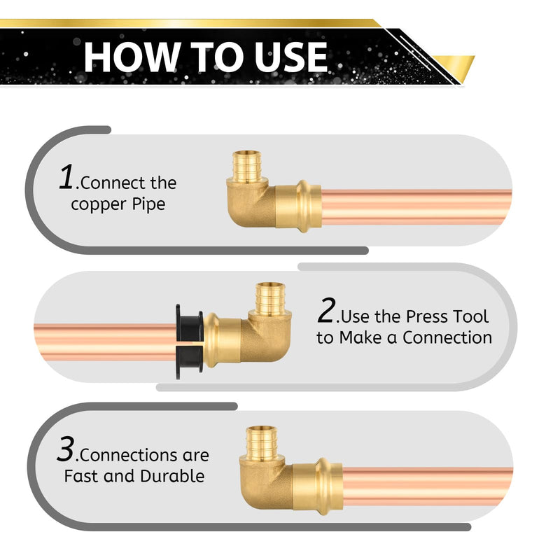 10 Pack FOSKAN Copper Press PEX Elbow, 3/4" Press x 3/4" PEX Crimp 10 3/4"press x 3/4"pex