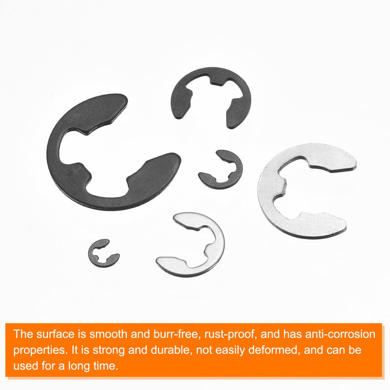 uxcell 200 Pcs External Retaining Rings, 3mm 65Mn Carbon Steel E-Clip External Circlip Snap Rings Round Wire Snap Rings for Valves Electrical Appliances