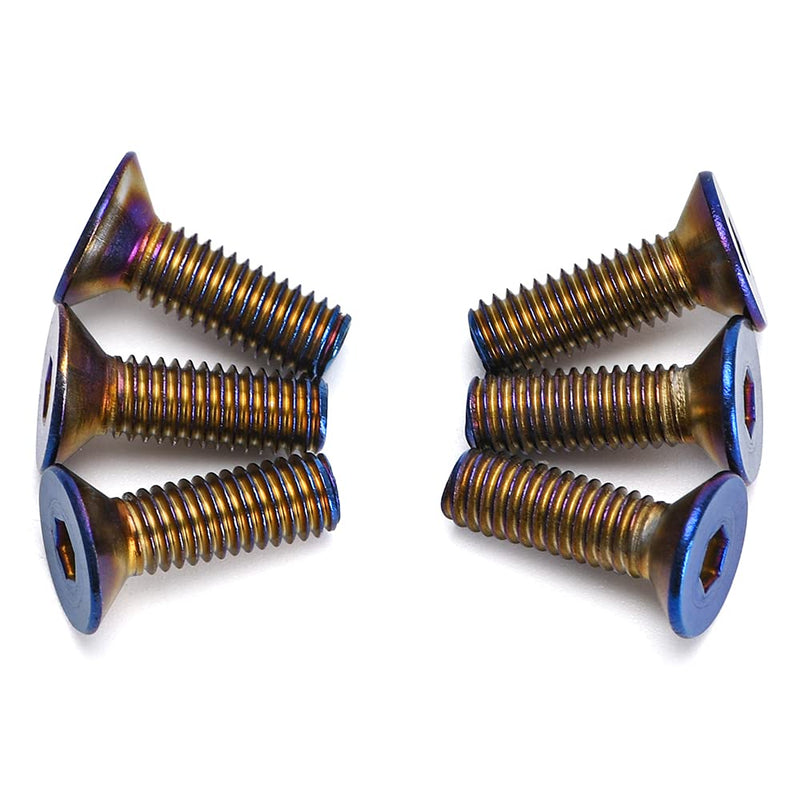 6pcs Steering Wheel Screw Bolts Taper M5×0.8 Length 15mm Burnt Titanium Finish Flat Head