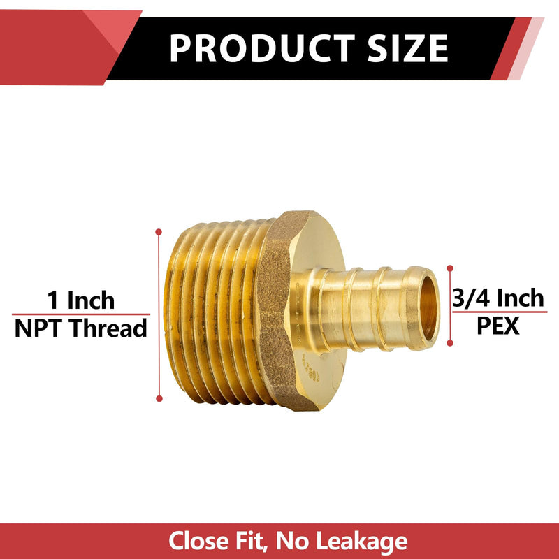 10-PACK EFIELD Pex Crimp Fitting,3/4" x 1"NPT Male Adapter(PEX1807030-10) Pack of 10 3/4 Inch x 1 Inch