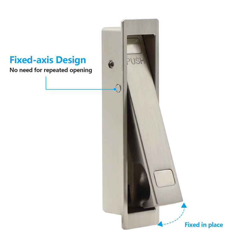 Dontay Pocket Door Pull Handle, Press Finger Edge Pull, Push Flush Mount Doors Pull for Pocket Sliding Doors, Recessed Rectangular Bypass Door Hardware, Cabinet Pull(2, Brushed Nickel)