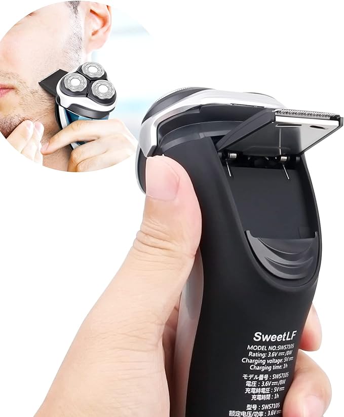 SweetLF Electric Shaver (New 2024 Model) 7105-NII Shaver, Rotating, USB Charging, Bath Shaver, IPX7 Waterproof, Men's Shaver, Trimmer, 3-Blades, Japanese Instruction Manual Included, Blue - NewNest Australia
