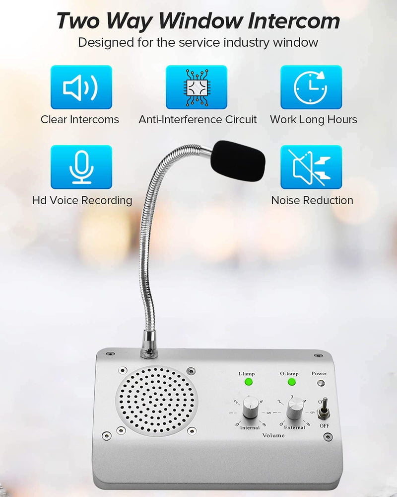 Window Speaker System, Dual Way Window Microphone Intercom Speaker, Intercom System for Business, Home, Office, School, Counter, Bank and Station - NewNest Australia