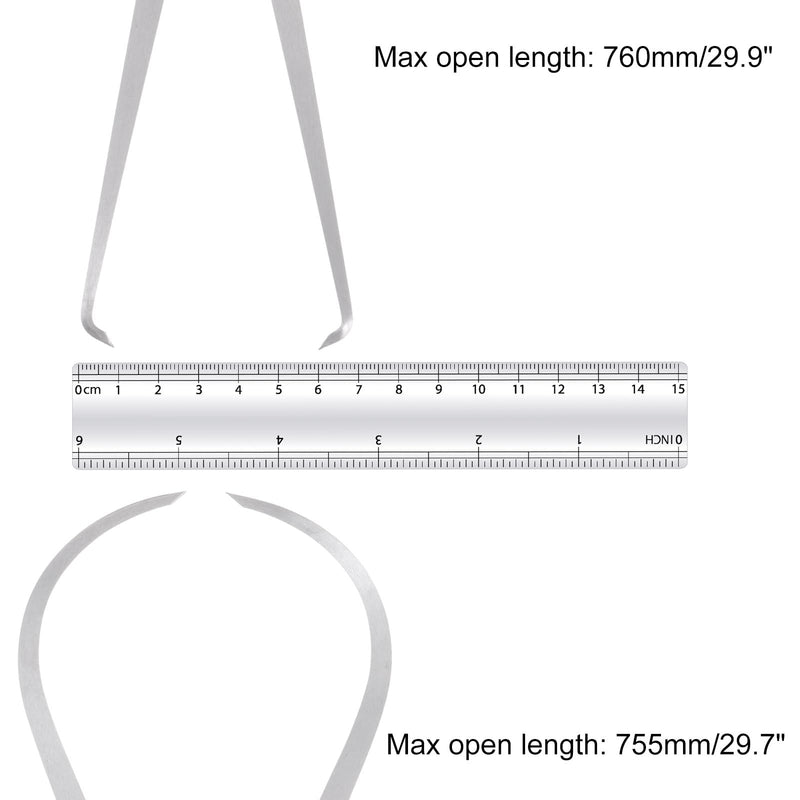 Firm Joint Inside Outside Caliper Set - [16 Inch] Stainless Metal Firm Friction Joint Measurement Tool for Size Measuring Use, Silver Tone 16 Inch