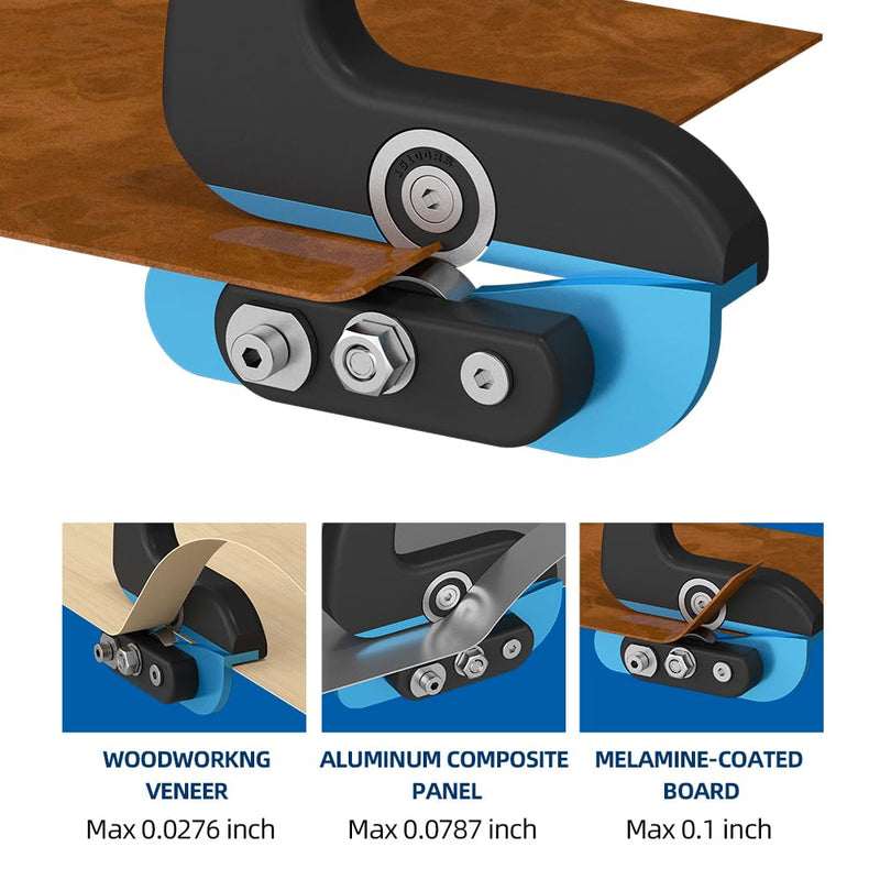 Edge Banding Trimmer - Dual-Eccentric Bearing System for Precise Trimming, Cuts PVC, Melamine, Laminates, Box, ACP, VinyI Panels, Free 5 Woodworking Saw Blades