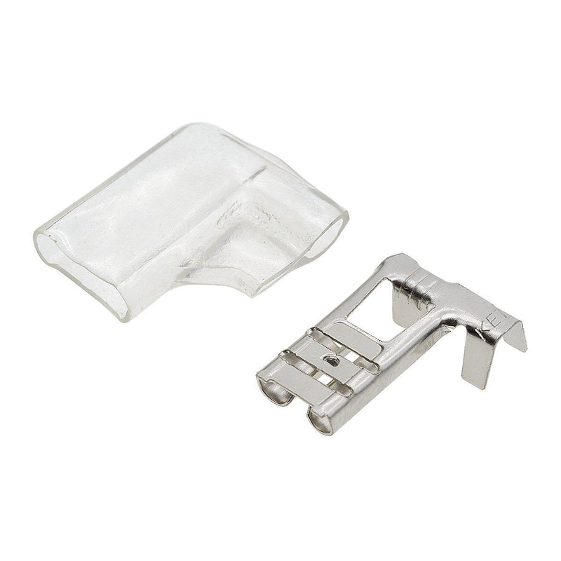 YXQ 6.3mm Crimp Terminal Spade Connector w Cover Right Angle L Type Silver (50 Pcs) 50 Piece