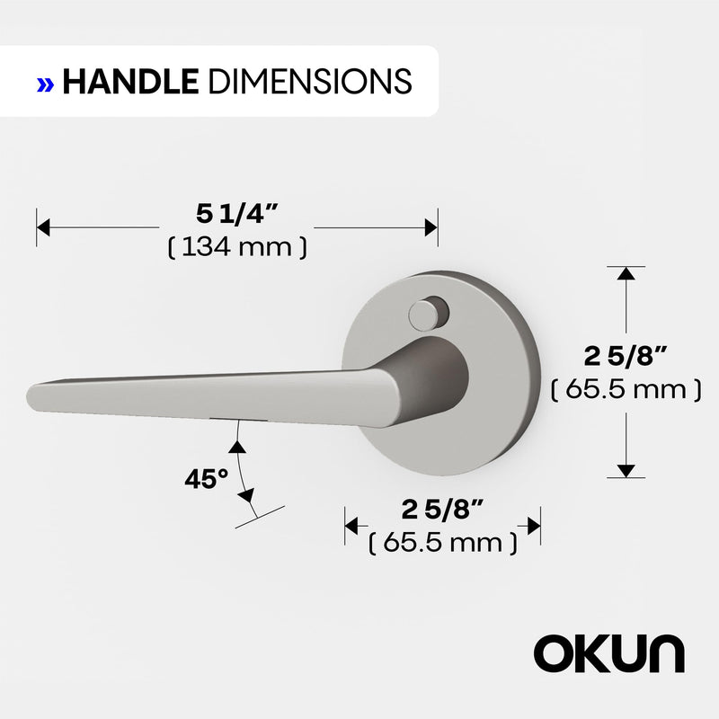 Okun Halo 1-Pack Brushed Nickel Privacy Door Levers – Push Button Lock, Reversible, Sleek Concealed-Mount Design for Bedroom & Bathroom 1 Pack