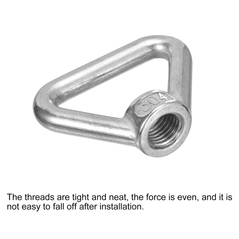 uxcell M16-2x72x55mm Lifting Eye Nuts, 5 Pcs 304 Stainless Steel Triangle Shape Threaded Nut Fastener for Home Repairs Rope Fitting