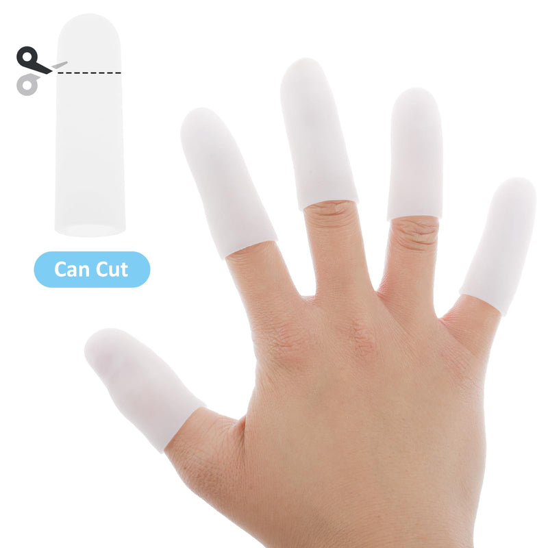 Gel Finger Cots, 10 PCS Gel Finger Protectors Finger Caps Silicone Fingertips Protection Finger Protector Support, Finger Sleeves Thumb Protection for Hand Eczema, Finger Cracking, Finger Arthritis