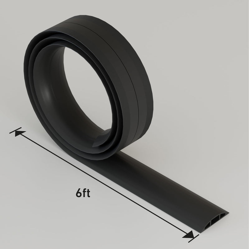 D-Line 6ft Floor Cord Cover, Cable Protector, Hide Extension Cords, Protect Cords, Prevent Cable Trips, Heavy Duty Cord Hider - Cable Cavity = 0.63" (W) x 0.31" (H) - Black 6 Feet