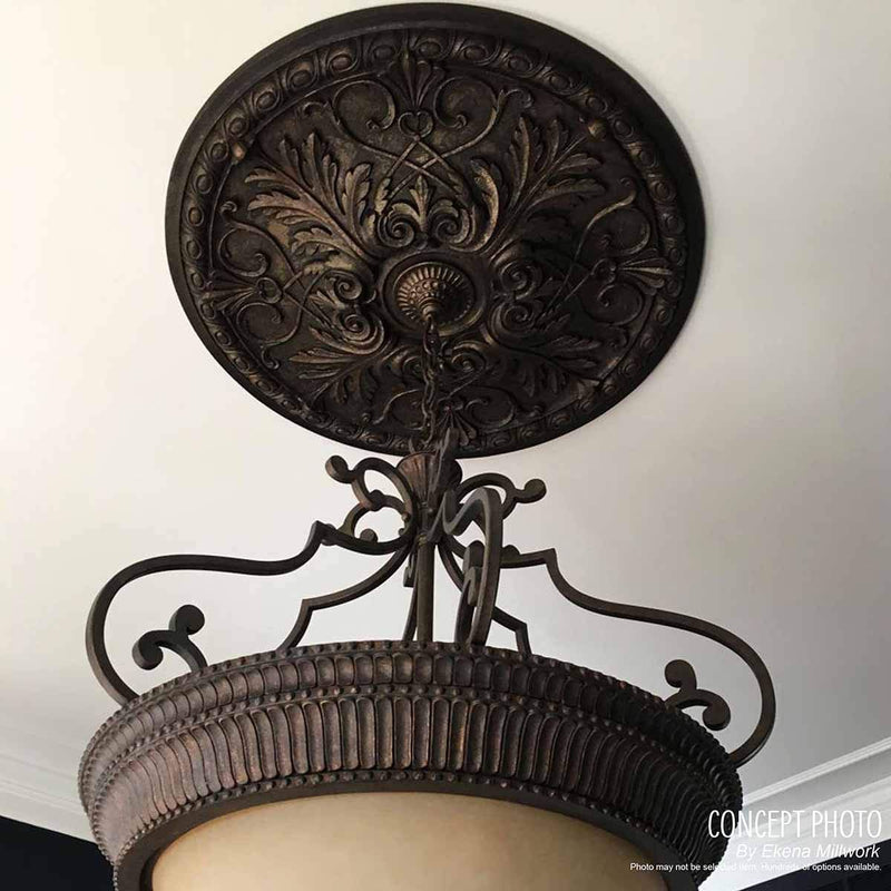Ekena Millwork CM17FEBMFDecorative Ceiling Medallions Modeled After Original Historical Patterns & Designs, Brushed Mahogany Brushed Mahogany (Flat Finish)