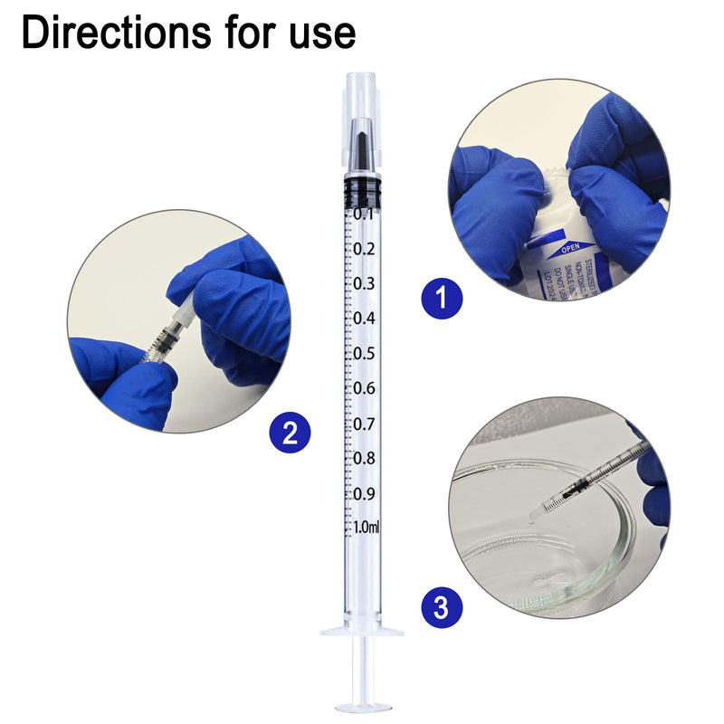 30 Pack 1 ml Syringe for Liquid without Needle,Syringe with Cap,Individually Wrapped,for Scientific Labs,Measurement,Dispensing,Oil or Glue Applicato 1ML 30