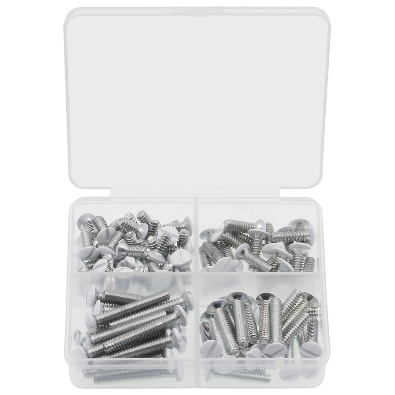 Wall Plate Screws, 100 pcs White Outlet Screws 6-32 Thread Light Electrical Cover Panel Switch Plate Screws 4 Length Assorted Sizes (3/8", 1/2", 3/4", 1 inch) Mixed size