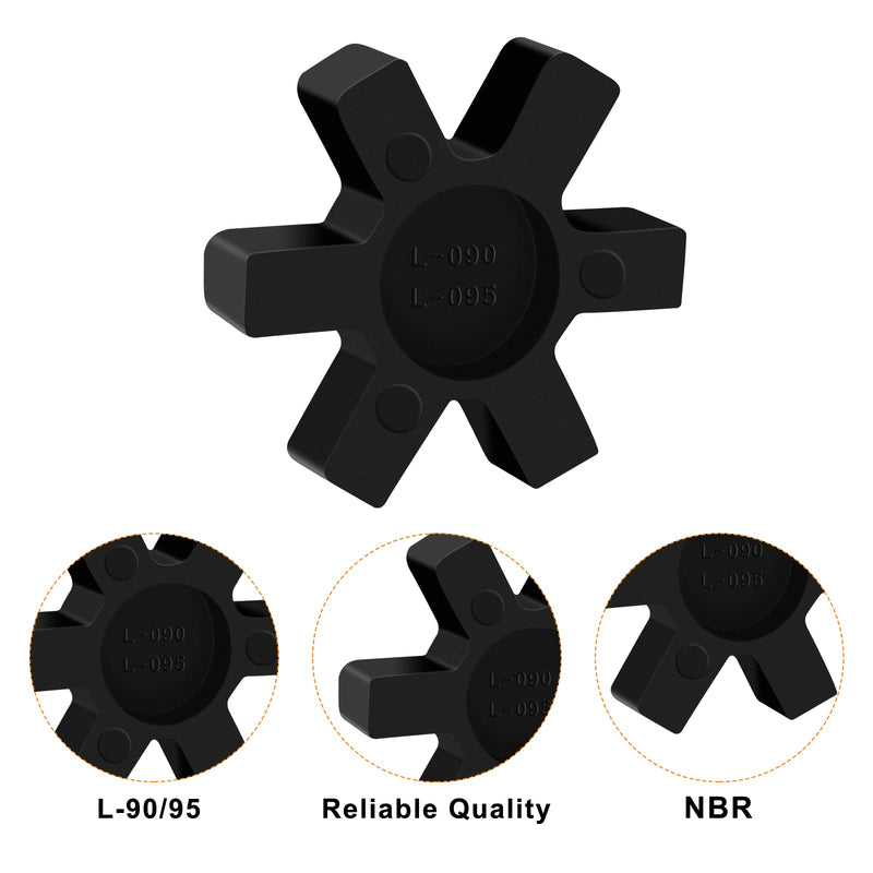 8 Pcs Solid Type Spider Center Inserts L095 Flexible NBR Rubber Spider Inserts Fits for L Jaw Coupling Set, Black