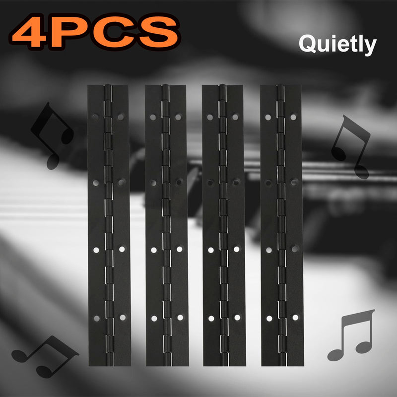4 Pack 8/12/16/20 Inch Continuous & Piano Hinges, Complete Line Black Stainless Steel 304 Continuous Folding Hinges for Doors, Cabinets, Window 8INCH-4PCS
