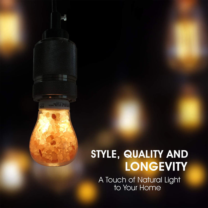 Himalayan Glow Salt Lamp LED Light Bulbs 60-Watt Equivalent, Warm Amber Glow, Dimmable E26 Edison light bulb for Decor, Homes, Offices, Kitchen, 6 Pcs