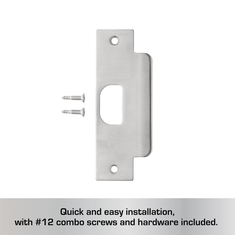BRINKS Commercial - 4-Pack Replacement Door ASA Strike Plate, Satin Chrome Finish - Reinforce Security on Your Doors