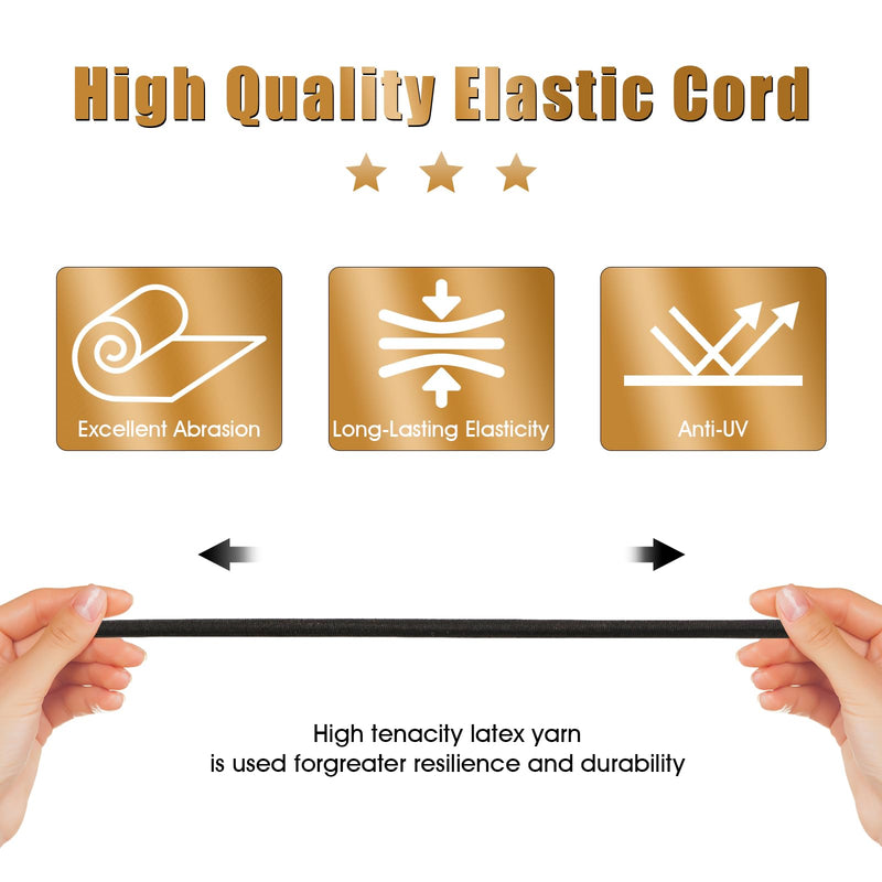 3/32 Inch Black Bungee Cord (2mm), 40 Feet Heavy Duty Elastic Shock Cord Nylon Stretch String Bungee Rope for DIY Crafting Sewing, Luggage, Camping, Tie Downs (Black, 3/32 inch x 40 ft)
