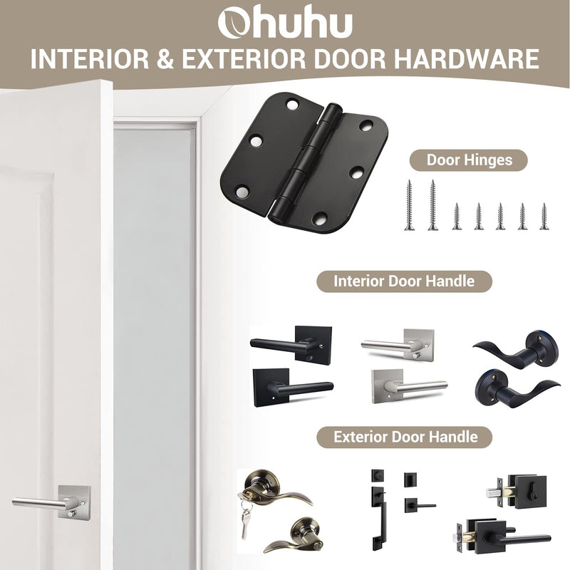 Door Handle with Lock, Ohuhu Bronze Door Knobs Interior Exterior Door Lock Lever with Key Antique Brass for Bedroom Bathroom Privacy not Keyed Alike Wave Style Entry locksets Zinc Alloy 2 Pack