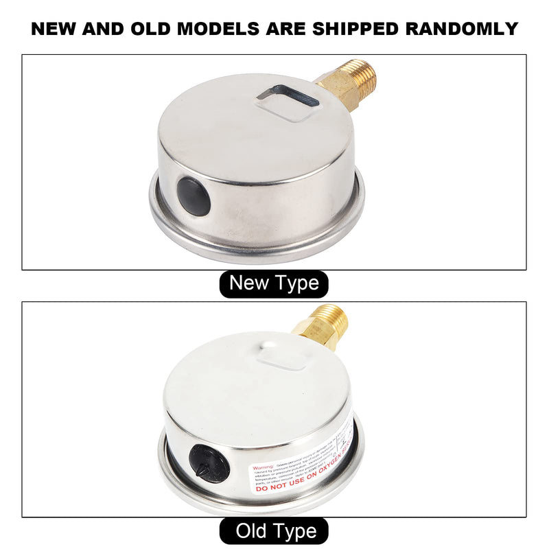0-3500 PSI Liquid Filled Hydraulic Pressure Gauge Water Air Oil Gas Gauge | Stainless Steel Pressure Test for Water Pipe HVAC Silver