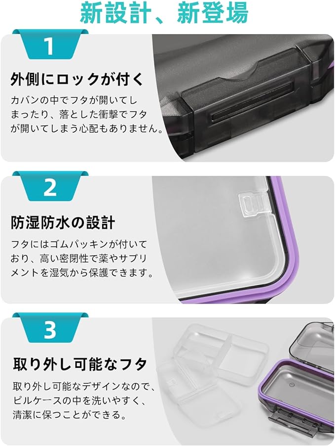 LNLQBS Pill Case, Medicine Case, Supplement Case, Portable, Supplement Case, Stylish, Medicine Container, Compact, Waterproof, Moisture-proof, Airtight, Portable, Travel, Small (Gray) - NewNest Australia