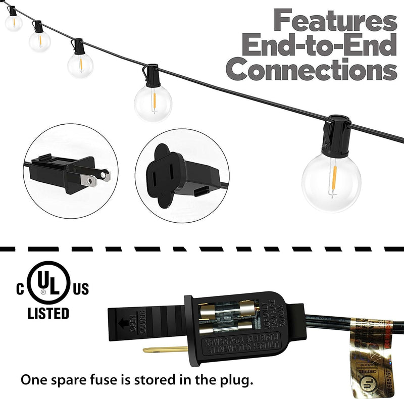 Lampat String Lights, LED 25Ft G40 Globe String Lights with Bulbs-UL Listd for Indoor/Outdoor Commercial Decor 25 FT