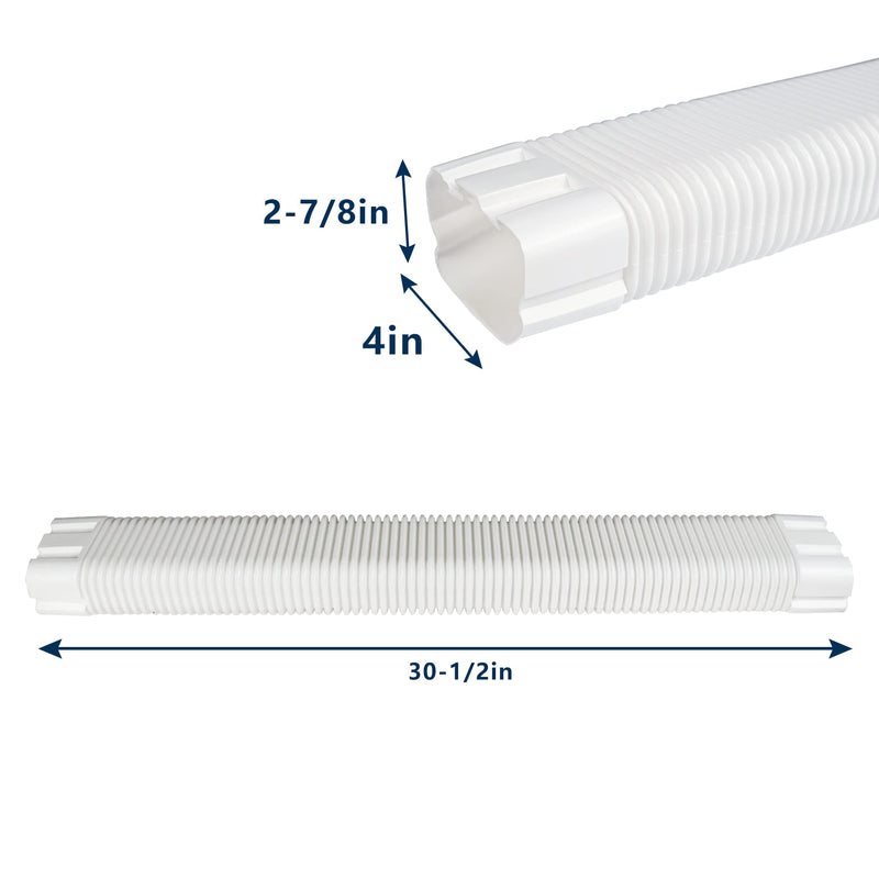 Decorative PVC Line Set Cover 4" W Flexible Pipe for Ductless Mini Split Air Conditioners,Heat Pumps Systems