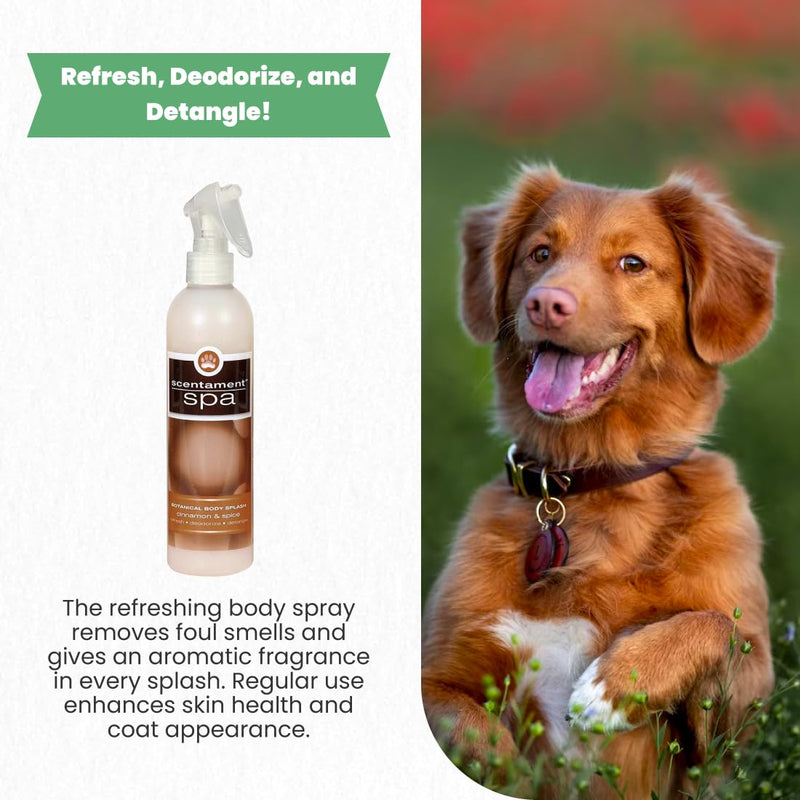 Best Shot Scentament Spa Botanical Body Splash, Body Spray Conditioner for Pets, Cat and Dog Cologne Spray, Alcohol-Free, Ready To Use, Cinnamon Spice, 8 Oz. - PawsPlanet Australia