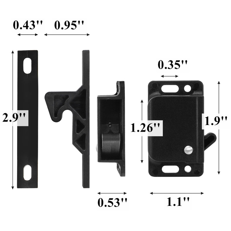 Tebery 20 Pack RV Drawer Latches Catches, Cabinet Door Latch 10 LBS Pull Force with Mounting Screw, Drawer Latches Replacement for Travel, Camper, Trailer, Motorhome, Home Office