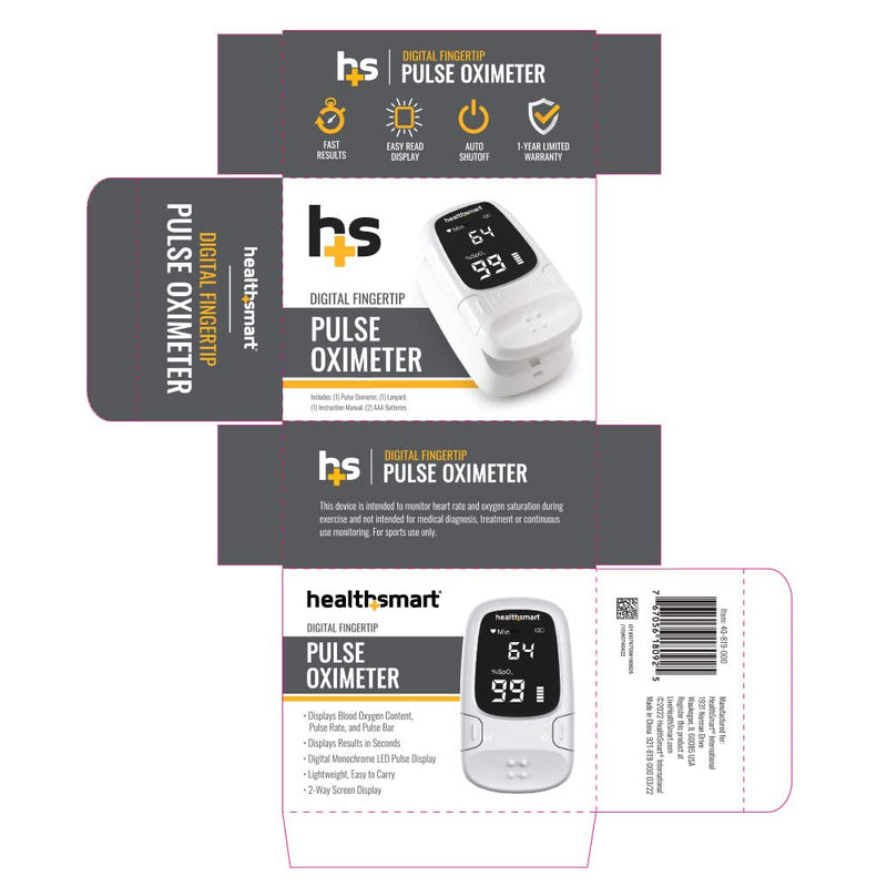Healthsmart Digital Fingertip Sport Pulse Oximeter, Fast Results, FSA HSA Eligible, Easy-To-Read LED Display, Auto-Shutoff White OLED ONE SIZE
