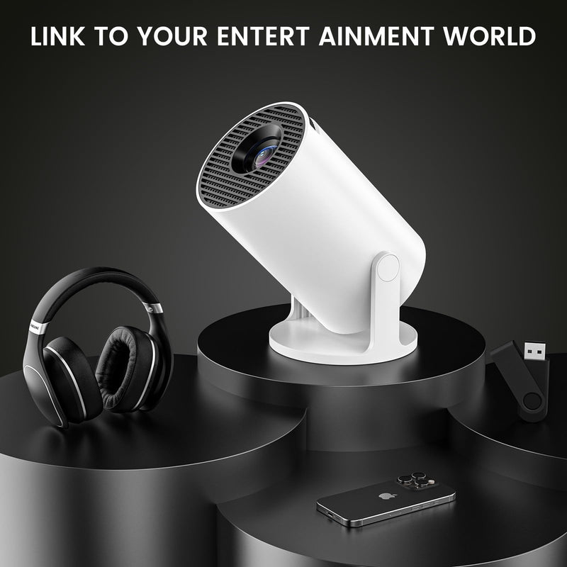 Mini Projector, Portable Projector with WiFi 6 and Bluetooth 5.4, 160 ANSI 4k HD Smart Projector, Compatible with Phone, TV Stick, Laptop, HDMI, USB for Movie Home Outdoor, HY300 PRO+ HY300 PRO+