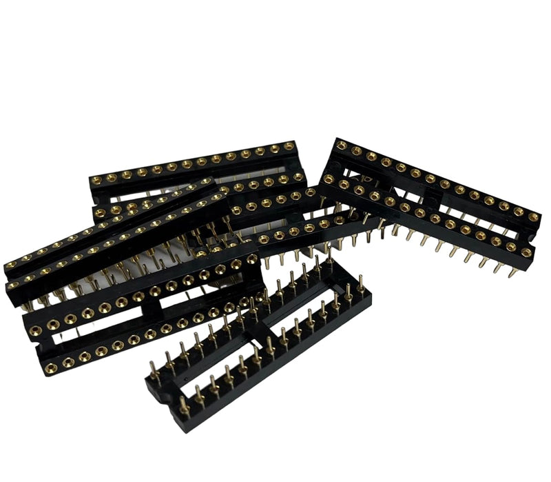 Gold-Plated 20 pcs DIP-28 pins IC Round Hole Socket Adaptor 2.54mm Pitch 7.6 Row Pitch 2 Row 28 Round Pins Soldering (DIP-28 pins)