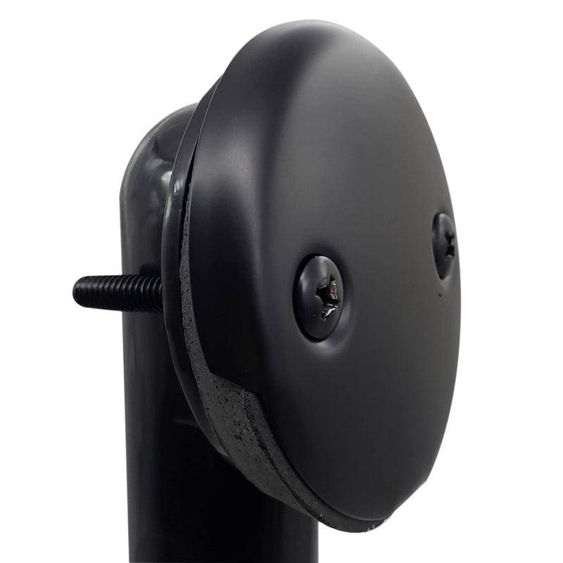 Westbrass 593144-62 14" Black Tubular Bathtub Waste & Overflow Assembly with with Tip-Toe Drain Plug and 2-Hole Faceplate, Matte Black 1-Pack