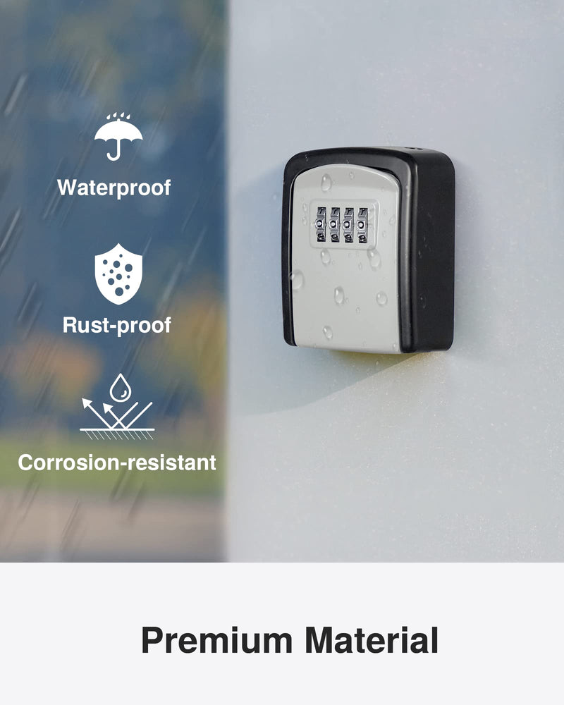 Puroma Key Lock Box, 4-Digit Combination Key Storage Lockbox, Portable Wall Mounted Security Lockbox with Code for Home, Flats, Realtors Garage Spare Keys (1 Pack, Grey) 1